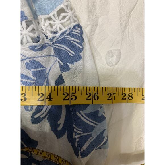 Rachael Zoe Linen Blend Dress Medium Blue Floral Print Tiered Midi Resort Beachy - Picture 5 of 9